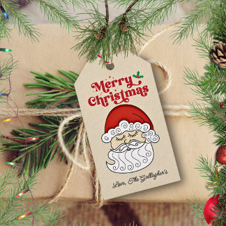 Santa Claus God Jul Retro Presentetikett