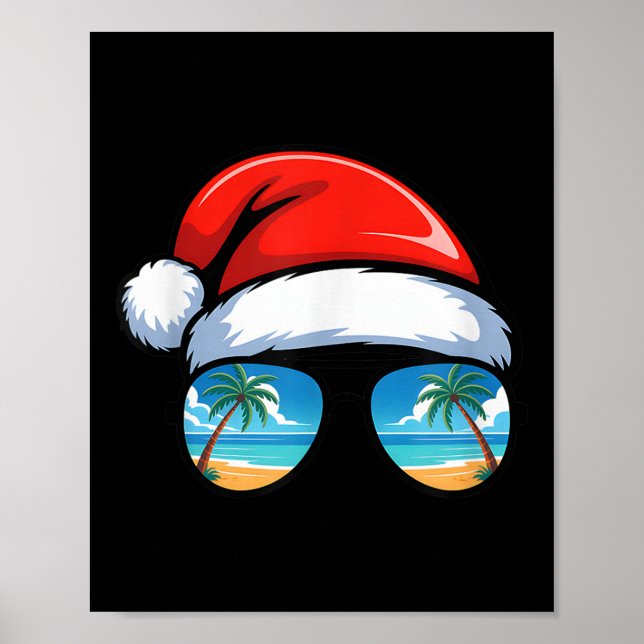 Santa Claus Hat Sungles Beach Christmas In July Su Poster (Framsidan)