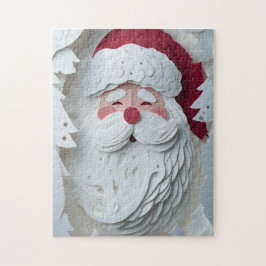 Santa Claus head with white Christmas trees Pussel