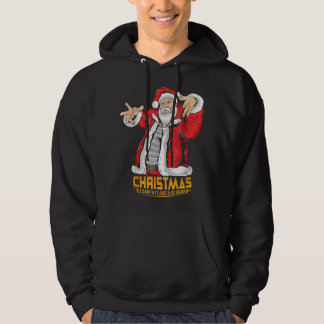 Santa Claus Hip Hop DJ Music Xmas Pajama Christmas Hoodie