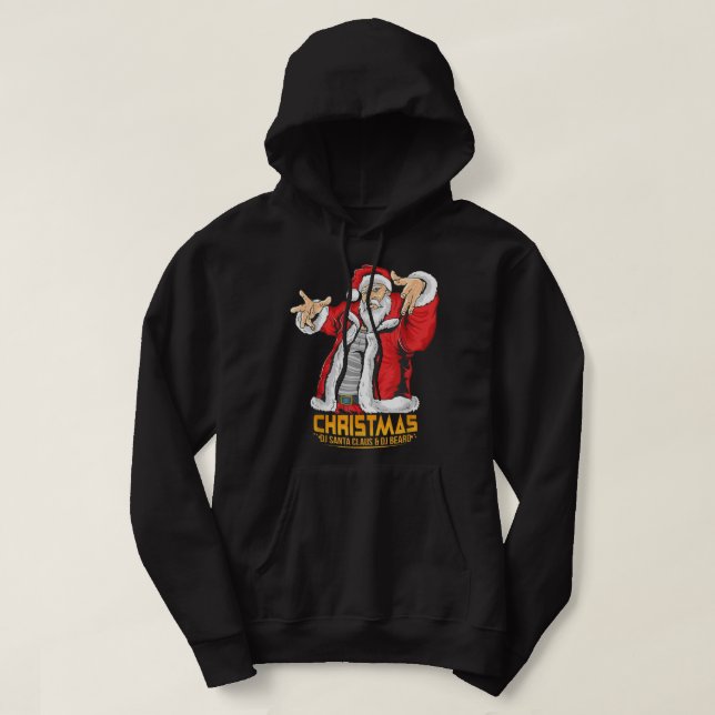 Santa Claus Hip Hop DJ Music Xmas Pajama Christmas Hoodie (Design framsida)