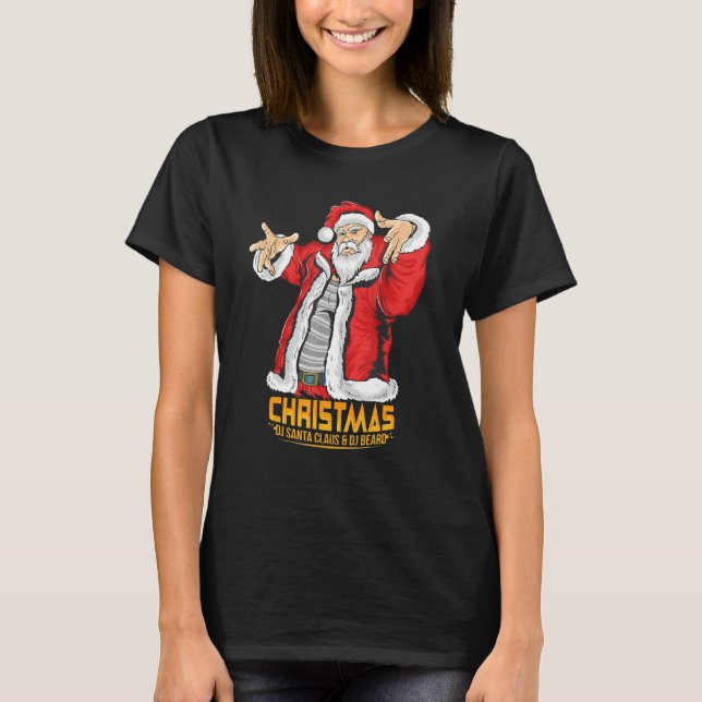 Santa Claus Hip Hop DJ Music Xmas Pajama Christmas T Shirt (Framsida)