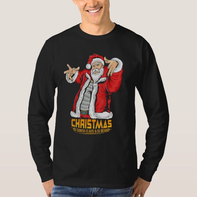 Santa Claus Hip Hop DJ Music Xmas Pajama Christmas T Shirt (Framsida)