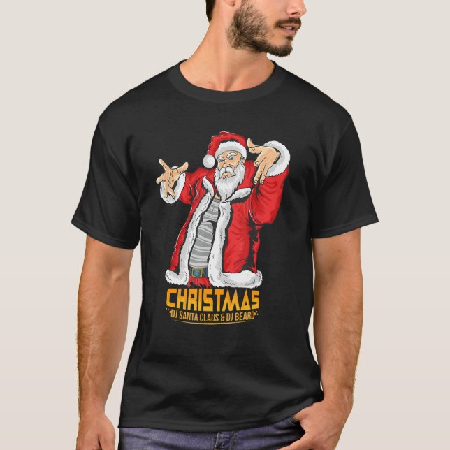Santa Claus Hip Hop DJ Music Xmas Pajama Christmas T Shirt (Framsida)