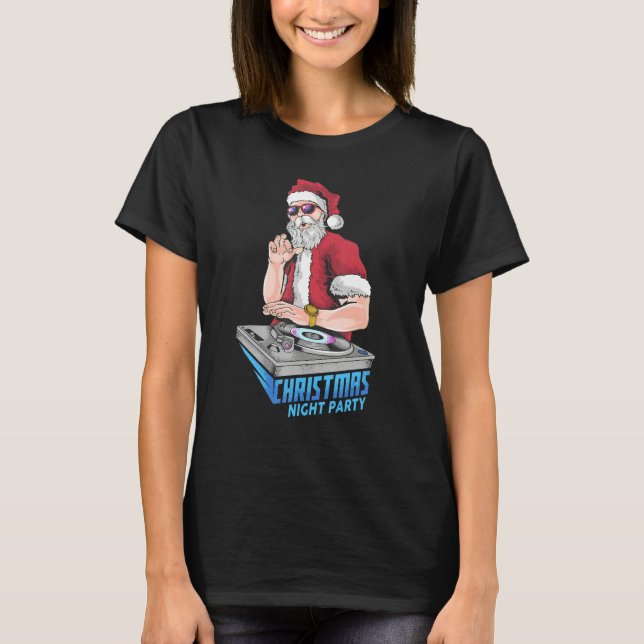 Santa Claus Hip Hop DJ Music Xmas Pajama Christmas T Shirt (Framsida)