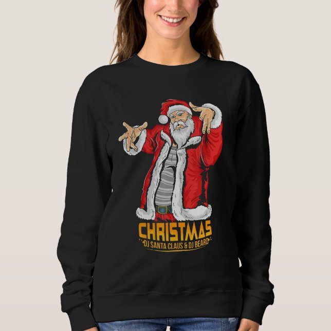 Santa Claus Hip Hop DJ Music Xmas Pajama Christmas T Shirt (Framsida)