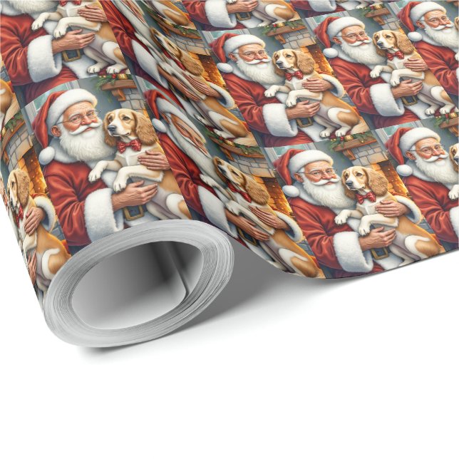 Santa Claus Holding Afghan Hound Christmas Presentpapper (Rulle Hörn)