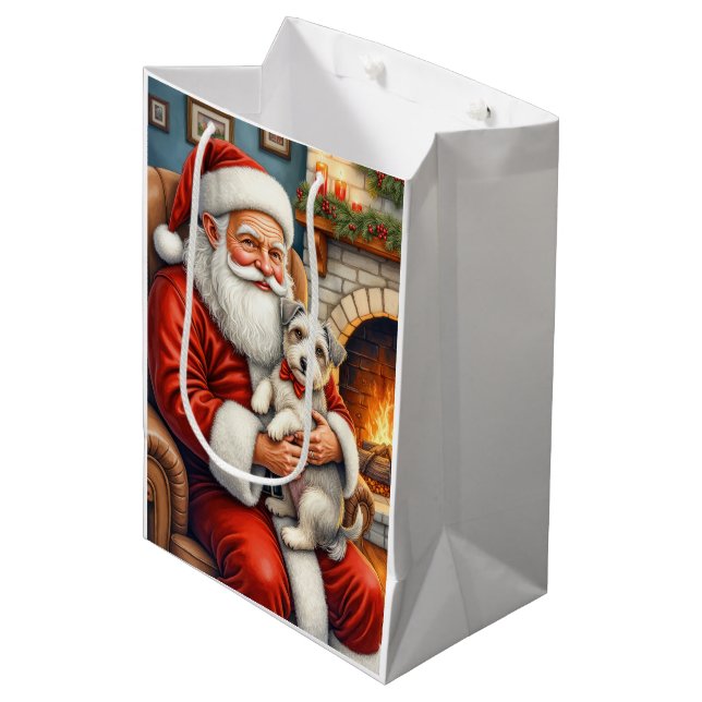 Santa Claus Holding Biewer Terrier Christmas Art (Framsidan Vinklad)