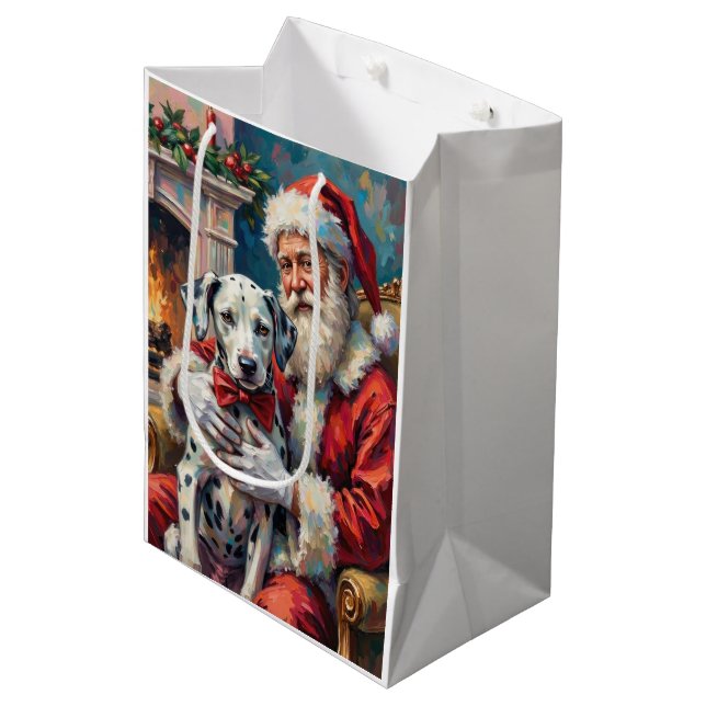 Santa Claus Holding Dalmatian Christmas Art (Framsidan Vinklad)