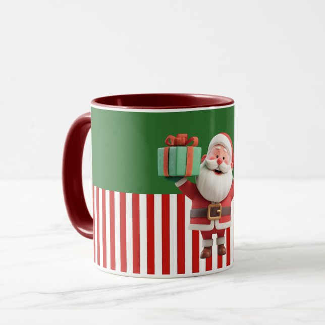 Santa Claus Holding Gift Box Illustration Mugg (Framsida vänster)