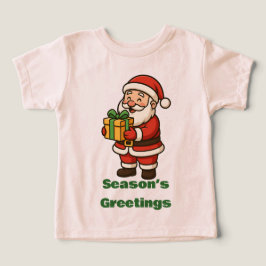 Santa Claus Holding Gift Box Illustration T Shirt