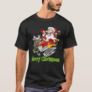 Santa Claus Hot Rod Sleigh Merry Christmas Classic T Shirt
