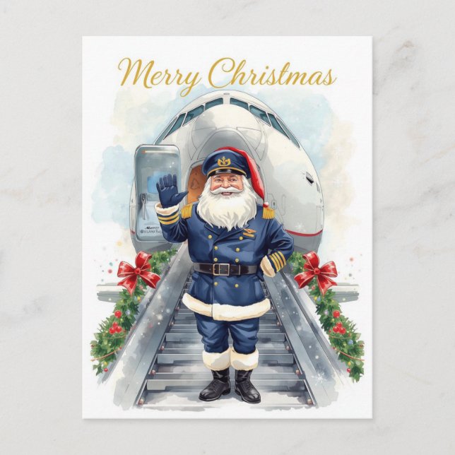 Santa Claus in at the airport Helg Vykort (Framsida)