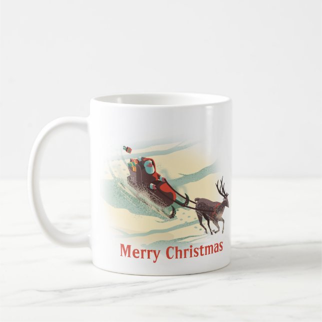 Santa Claus in Reindeer Sleigh Kaffemugg (Vänster)
