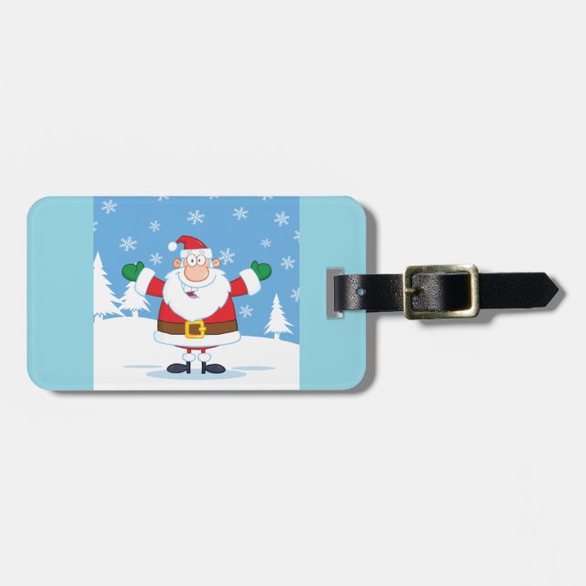 Santa Claus in Snowy Winter Scene Bagagebricka (Horisontell Framsida)