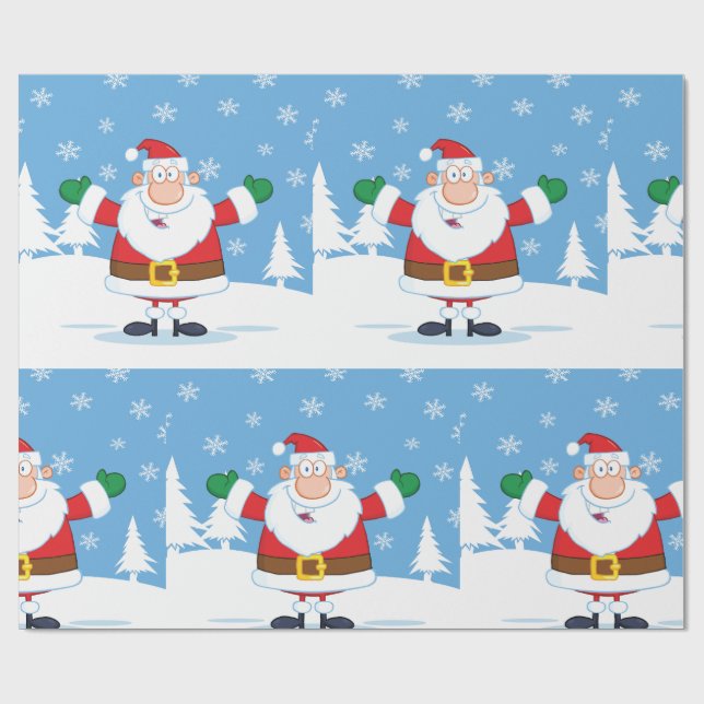 Santa Claus in Snowy Winter Scene Presentpapper (Platt)