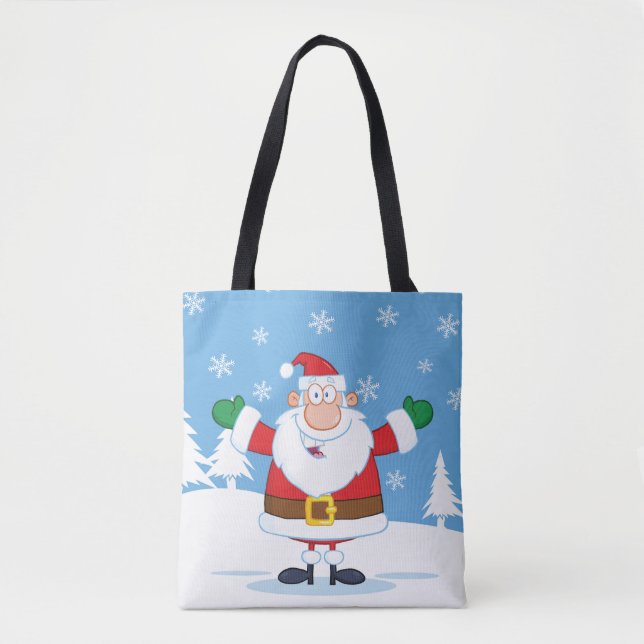 Santa Claus in Snowy Winter Scene Tygkasse (Framsida)