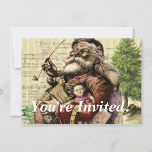 Santa Claus Klassisk Thomas Nast Illustration Inbjudningar