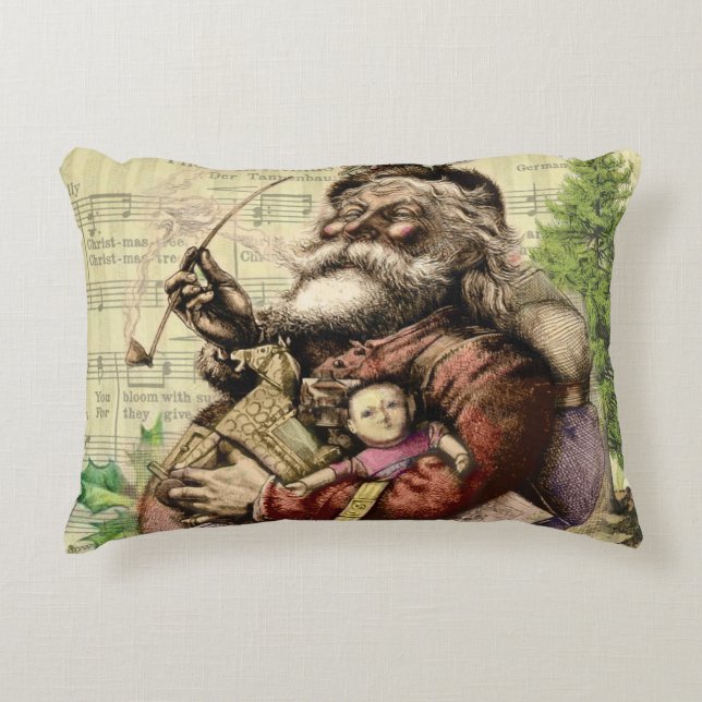 Santa Claus Klassisk Thomas Nast-illustration  Prydnadskudde (Framsidan)