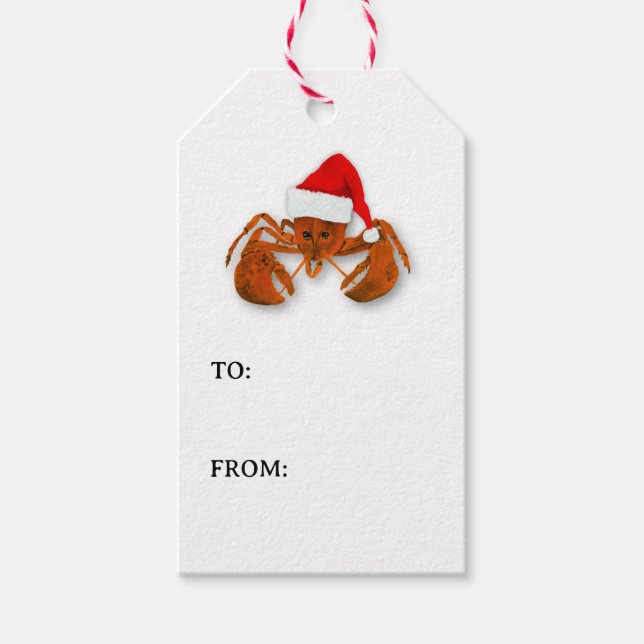 Santa Claus Lobster Gift Tag Presentetikett (Framsidan)