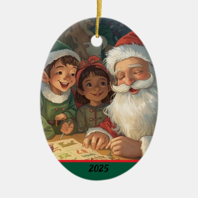 Santa Claus Making a List Ornament (Framsidan)