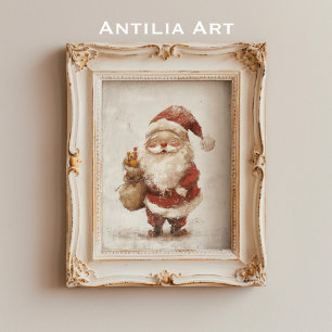 Santa Claus-målning Vintage Father Christmas Poster