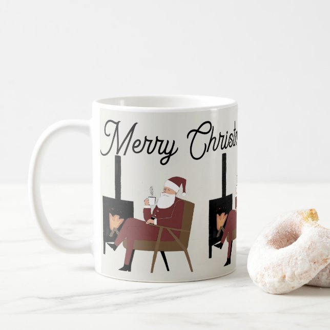 Santa Claus mug in front of the fireplace  Kaffemugg (Med munk)