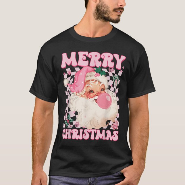 Santa Claus Nk Sungles Blowing Bubble Gum Christma T Shirt (Framsida)