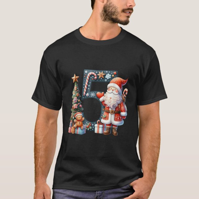 Santa Claus Number 5 Christmas Tree Snow  T Shirt (Framsida)
