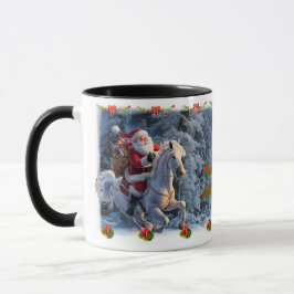 Santa Claus on a Horse on a Ceramic Coffee Mugg