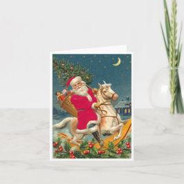 Santa Claus on a wooden horse Kort
