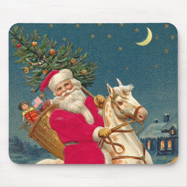Santa Claus on a wooden horse Musmatta (Framsidan)