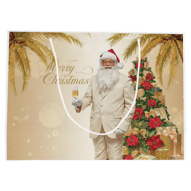 Santa Claus Palm Tree Glam Christmas Gift Bag Set (Baksidan)