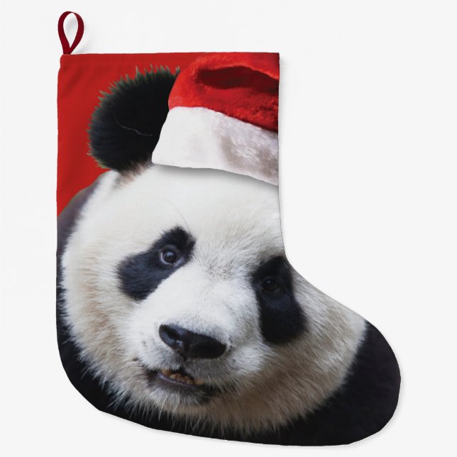 Santa Claus Panda Björn Stor Julstrumpa (Framsidan)