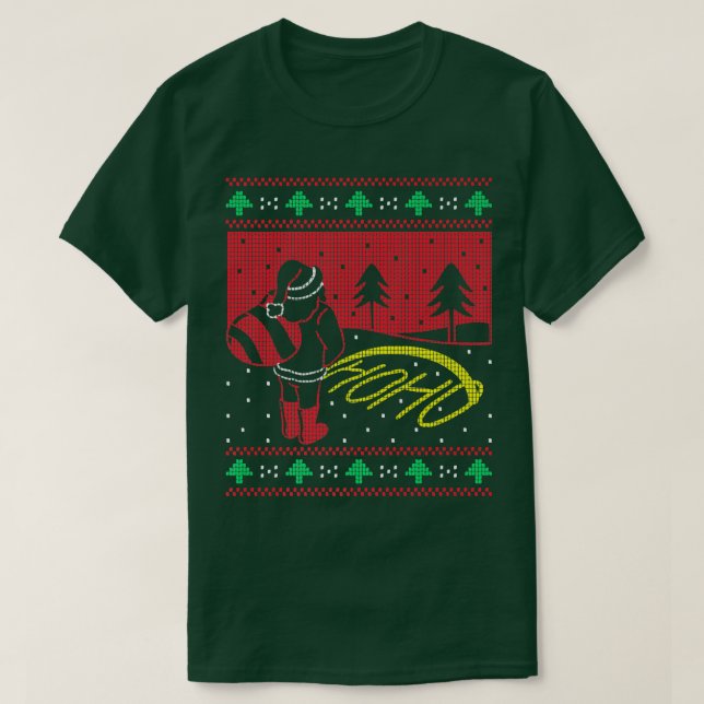 Santa Claus Peeing Ho Ho Snow Funny Christmas  T Shirt (Design framsida)