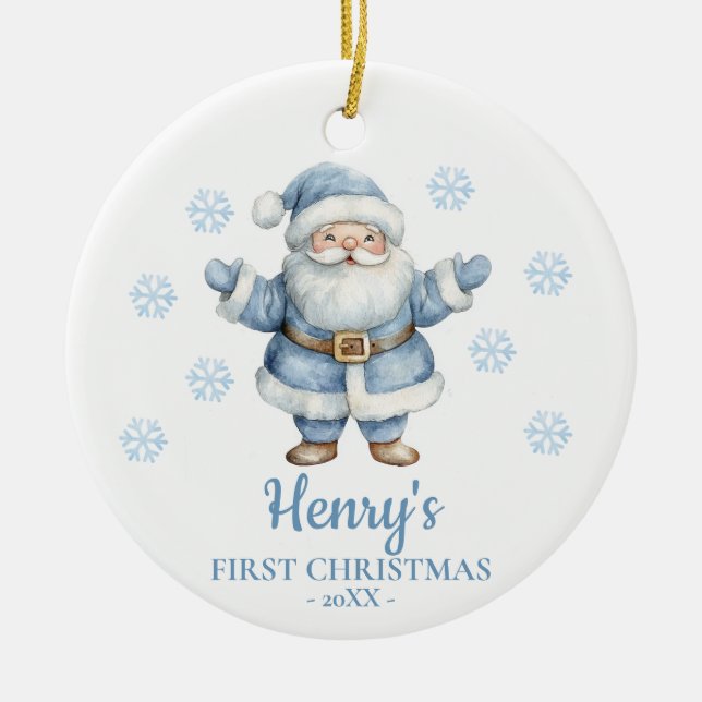 Santa Claus Personalized Baby's First Christmas Julgransprydnad Keramik (Framsidan)