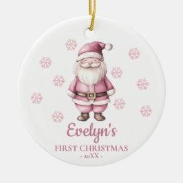 Santa Claus Personalized Girl's First Christmas Julgransprydnad Keramik