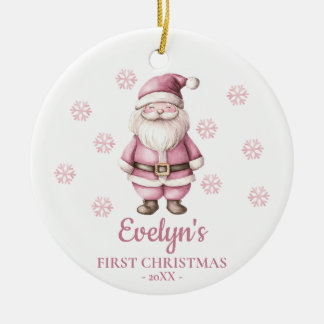 Santa Claus Personalized Girl's First Christmas Julgransprydnad Keramik