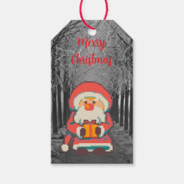 Santa Claus Pixelart Merry Christmas, Pixel Art  Presentetikett