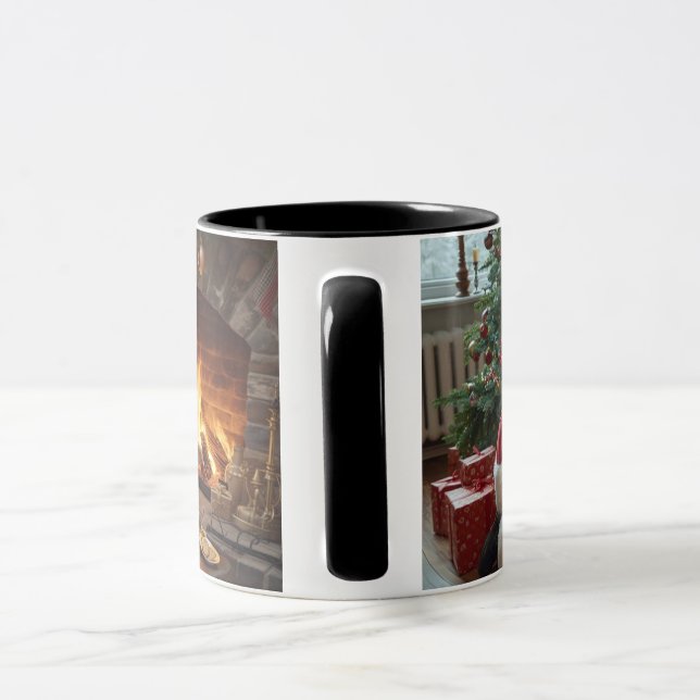 Santa Claus placing presents under the tree Mugg (Handtag)