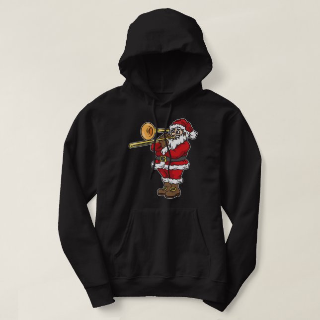 Santa Claus playing Trombone for Christmas Premium Hoodie (Design framsida)
