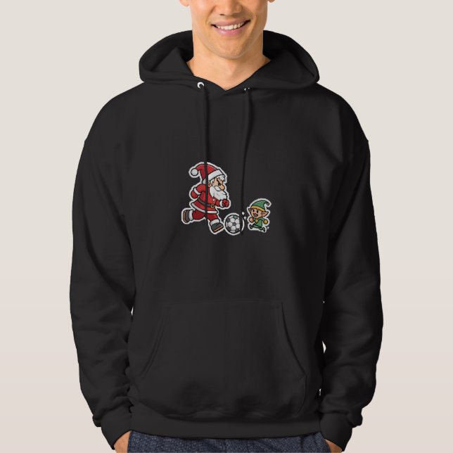 Santa Claus Plays Football with a Naughty Goblin Hoodie (Framsida)