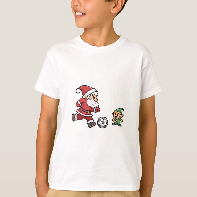Santa Claus Plays soccer with a Naughty Goblin T Shirt (Framsida)