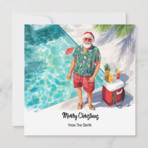Santa Claus Pool Party i Hawaii Tröja Tropisk Kort