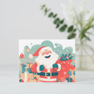 Santa Claus Preparing Christmas Gifts Helg Vykort
