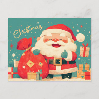 Santa Claus Preparing Christmas Gifts Helg Vykort
