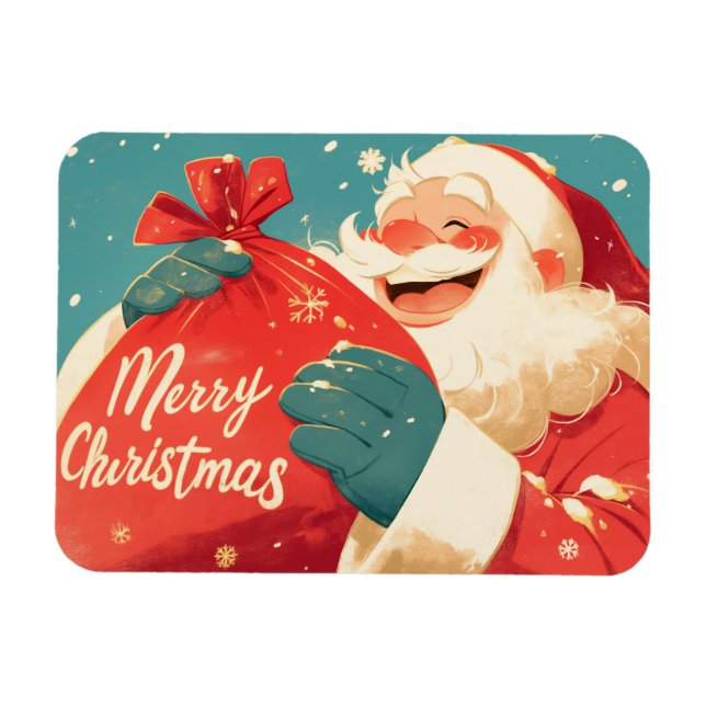 Santa Claus Preparing Christmas Gifts Magnet (Horisontell)