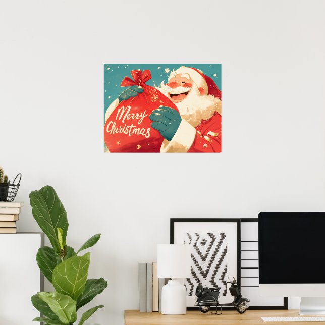 Santa Claus Preparing Christmas Gifts Poster (Hemmakontoret)