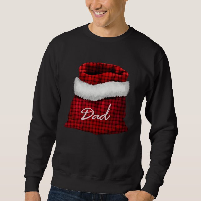 Santa Claus' Red Sack Dad Buffalo Plaid Lång Ärmad Tröja (Framsida)