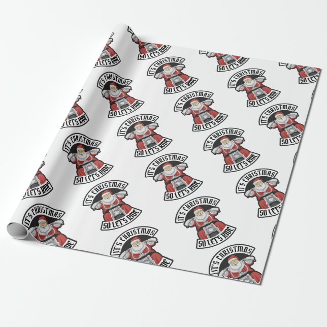 Santa Claus riding a motorcycle Presentpapper (Utrullad)
